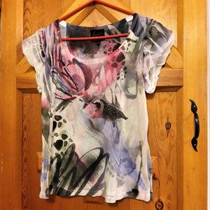 French Blues Short Sleeve Floral Top